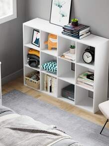 FURCHEN Bookcase White Bookcase With 12 Open Compartments Standing Shelf For Living Room Bedroom And Office 91x29x120.8 Cm - White - View 2