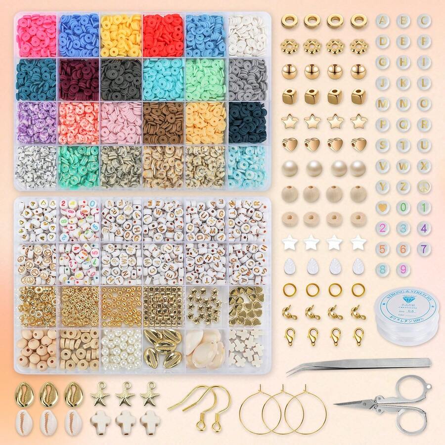 24 Colors Bracelet Making Kit With 4320 Pieces Of Silicone Clay, Diy