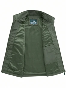 Men's Casual Fishing Vest Jacket With Comfortable, Warm, Breathable, Mult-Pocket Design, Windproof & Water Repellent, For Outdoor Activities - Army Green - View 3