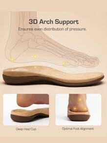 Women's Flat Sandals, Walking Sandals With Arch Support - Brown - View 3