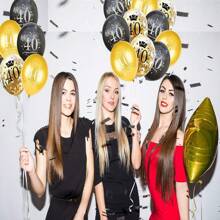 15 chiếc 12 inch 18 21 30 40 50 60 70 80 bóng bay cao su tiệc sinh nhật sinh nhật mười tám bốn mươi năm mươi sáu mươi bảy mươi tám mươi kỷ niệm trang trí tiệc vàng đen chủ đề bóng bay tiệc cho tiệc sinh nhật 18 21 30 40 50 60 70 80 năm vật dụng tiệc sinh nhật trong nhà ngoài trời trang trí, Giáng sinh - vàng đen - Xem 3