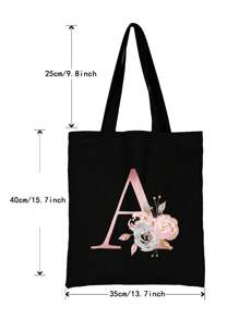 Borsa per la spesa estiva a grande capacità stampata con motivi di lettere, borsa tote casual stampata, zaino alla moda riutilizzabile, borsa multifunzionale, borsa per la spesa in tessuto di tela, borsa tote a stampa di lettere per donne, borsa a tracolla in tela, borsa per la spesa a grande capacità, borsa in tela a motivo semplice e alla moda, borsa per la spesa portatile, borsa a tracolla leggera e multifunzionale