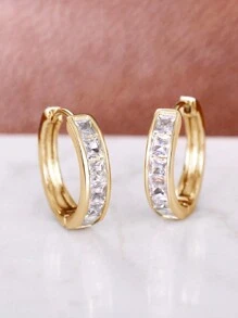 1 Pair Girls Fashion Cubic Zirconia Hoop Earrings For Daily Decoration For Party Jewelry Birthday Gift