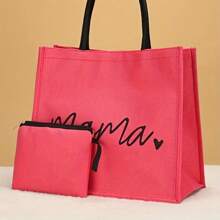 Bolso de mano tipo tote con estampado de letras "Mama", regalo del Día de la Madre, bolsa de compras reutilizable con monedero, bolsa de gran capacidad para mujeres, estudiantes, trabajadores de oficina, perfecto para trabajo, regreso a clases, vacaciones, es un regalo único para la abuela. - Multicolor - Ver 8