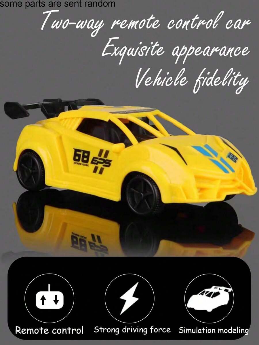 聖誕節兒童禮物 - 迷你2通道無線高速漂移賽車,隨機印花設計,電池供電的遙控車,絕佳的假日禮物 - 黃色 - 查看 1