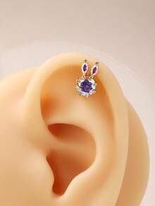 1 Miếng Sang trọng Thép Titan & Kim cương Con thỏ Thú vật Hoa tai Thích hợp Đối với Của phụ nữ Mặc hàng ngày - con thỏ - Xem 5