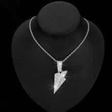 1 件時尚嘻哈鋅合金閃電形全鑲嵌吊墜中性酷風格項鍊適合饒舌男女日常佩戴 - 嘻哈吊墜 - 查看 10