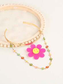 JAYSUING 1入女性復古花卉與鏈條細節手臂袖口,可愛時尚的飾品 - 彩色 - 查看 2