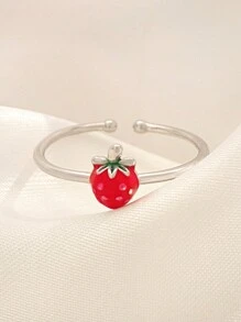 1pc Sweet & Cute Strawberry Fruit Shaped Joint Ring For Women, Students
