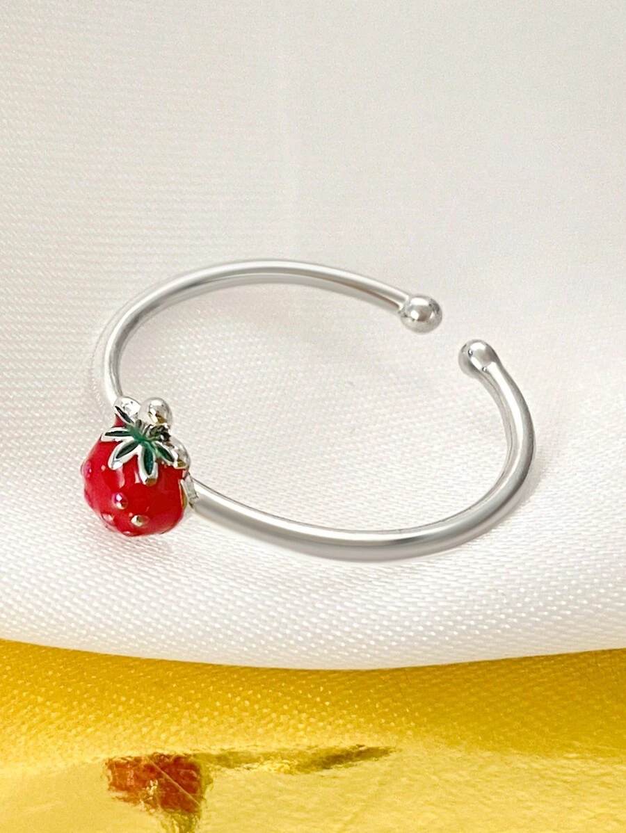 1pc Sweet & Cute Strawberry Fruit Shaped Joint Ring For Women, Students