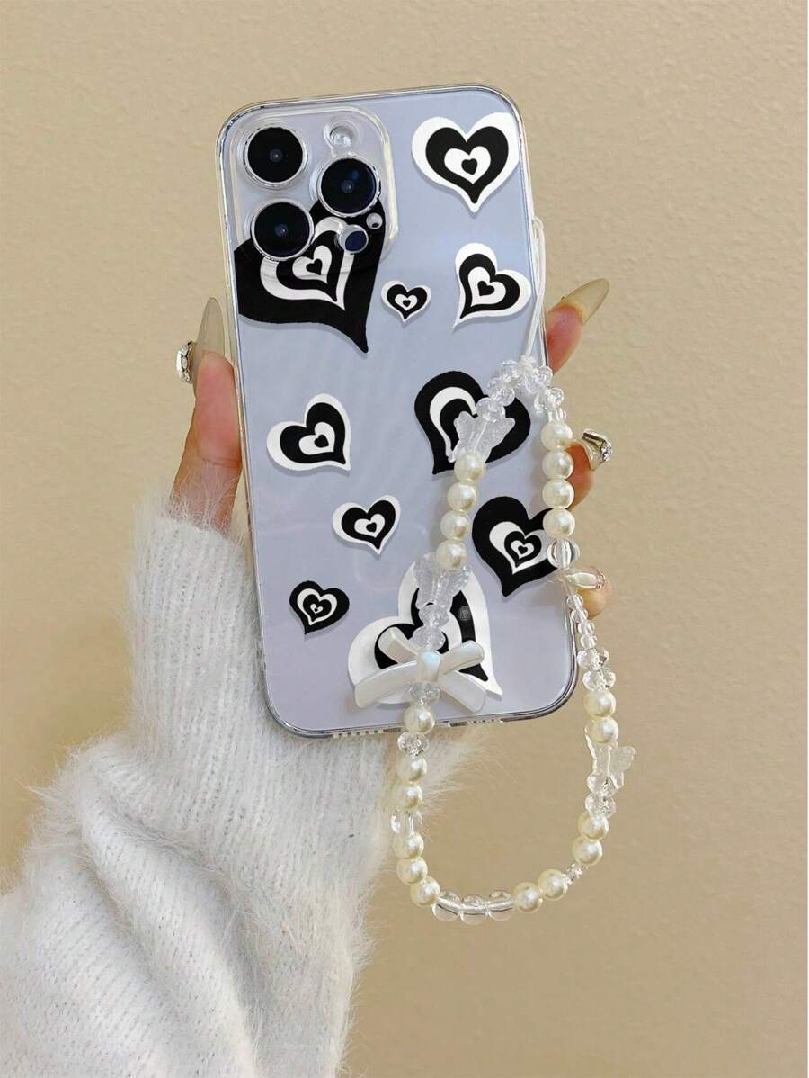 Đen Và Trắng Nhiều lớp Love Tim Tốt Lỗ Trong suốt Được Sơn Silicone Ốp lưng & bao da điện thoại Với Thủ công Loại bướm Kết cườm Chuỗi , Tương thích với iPhone 15pro iPhone 13/iPhone 11 xs Thẳng Thiên hà + Redmi Note 11 Lite - Nhiều màu - Xem 1