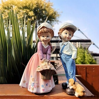 2pcs/Set American Country Style Forest Garden Couple Series Wedding Decoration Gift, Resin Craft Doll Figurine