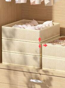 1pc Underwear Storage Box Household Drawer Partition Artifact Wardrobe Compartment Underwear Socks Bra Three In One Sorting Box Foldable Sock And Underwear Storage Box - Fabric Closet Dresser Drawers Organizers For Lingerie, Panties, Socks, Briefs, And Ties - Keep Your Clothes Organized And Hidden Bedroom Accessoriesorganization And Storage Organizer Storage Containers Storage Binscloset Organizer Drawer Organizer For Clothingwardrobe Storagecloset Dividerscloset DividersDormSweaterPants Jeans - Beige - View 10