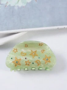 1入半圓形星月點鑽爪式必要夾子,適用於簡單夾子設計時尚又可愛 - 彩色 - 查看 8