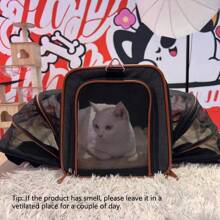 FULED 经航空公司批准的可扩展宠物托运箱，双面扩展袋设计，可容纳宽敞的软面运输，黑色宠物旅行袋，外出便携式可折叠手提袋