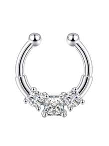 1個女士假鼻環，非穿刺假鼻夾馬蹄鐲鼻環，銀黑金色鱗片鼻環，鼻環飾品 - 彩色 - 查看 47