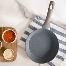 Grey Maifanite Non-Stick Aluminum Frying Pan For Eggs And Steak, Suitable For Home Use On Induction Cooker And Gas Stove Seafood Boil