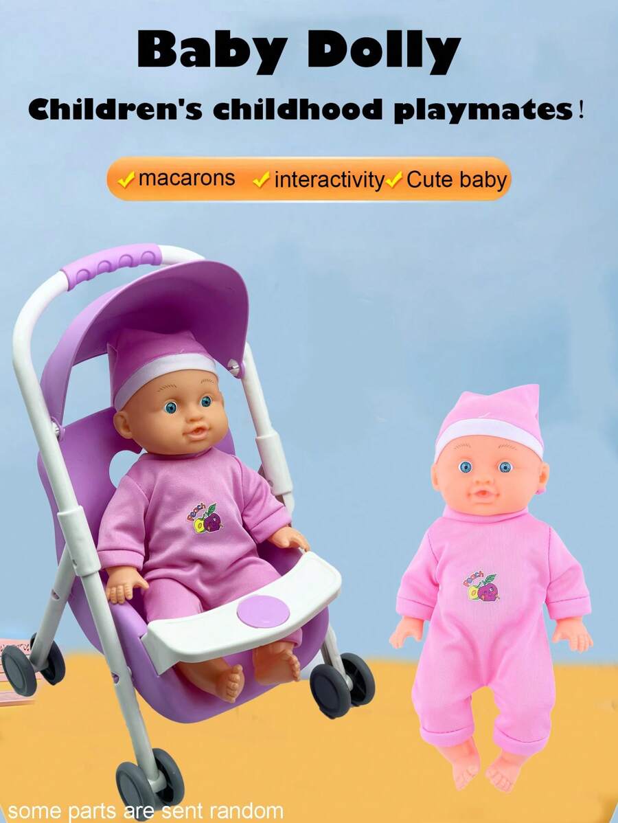 LullaBaby - Poupée Bébé Garçon Réaliste De 36 Cm - Teint Clair Et Yeux Bleus - Parc Pour Poupées, Chaise Haute Et Poussette Jogger - Jouer à Faire Semblant - 2 Ans Et