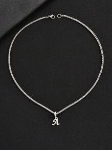 1 Pc Silver Plated Rhinestone Simple 26 Letters Personalized Pendant Keel Chain Necklace Best For Men Birthday Commemoration Gift Necklacee