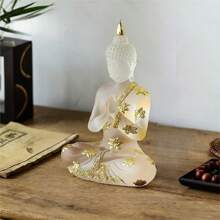 1pc Matte Buddha Statue Ornament, Sculpture Handicraft, Resin Craftsmanship, Zen Decoration, Meditation Sitting Posture, Buddha Statue Home Decoration, Spring Festival Decoration, For Home Room Living Room Office Decor Best - White - View 6