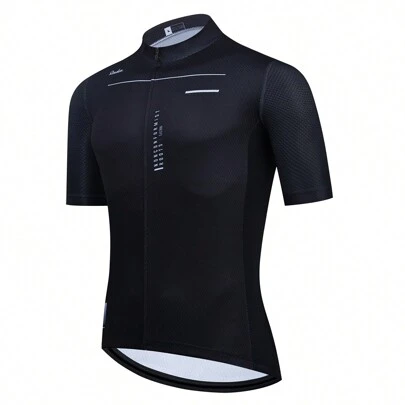 RAUDAX Summer Letter Print Stand-Up Collar Short Sleeve Breathable Quick-Drying Cycling Jersey