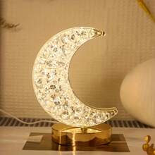 Attention-Grabbing Crescent Moon Shaped LED Touch Light: 3-Color Changing, Rechargeable Battery Powered, Ideal For Ramadan, Multi-Room Use - Apricot - View 4