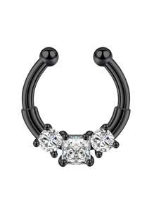 1個女士假鼻環，非穿刺假鼻夾馬蹄鐲鼻環，銀黑金色鱗片鼻環，鼻環飾品 - 彩色 - 查看 37