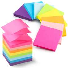 8 Pack Pop-Up Sticky Notes 3x3 Inches, Bright Colors Super Sticky Notes, Clean Removal, ,50 Sheets/Pad - Multicolor - View 9