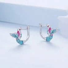 WOSTU 1pair 925 Sterling Silver Spring Fashion Earring Series Dragonfly Bird Or Butterfly Insect Animal Earrings For Women Fine Jewelry Gift