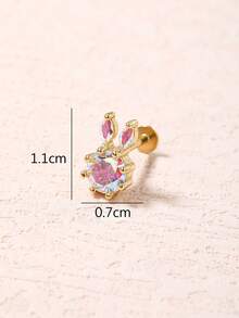 1 Miếng Sang trọng Thép Titan & Kim cương Con thỏ Thú vật Hoa tai Thích hợp Đối với Của phụ nữ Mặc hàng ngày - con thỏ - Xem 8