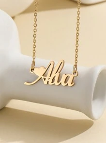 1 chiếc Vòng cổ mặt dây chuyền bằng thép không gỉ vàng phong cách mùa hè 2024 Châu Âu Hoa Kỳ tiếng Anh dành cho phụ nữ đeo trong trường học/lễ hội/tiệc tùng/dịp hàng ngày - Người mẫu nóng bỏng Âu Mỹ/vòng cổ thép không gỉ "Stephanie" tuyệt đẹp và quý phái - Xem 18