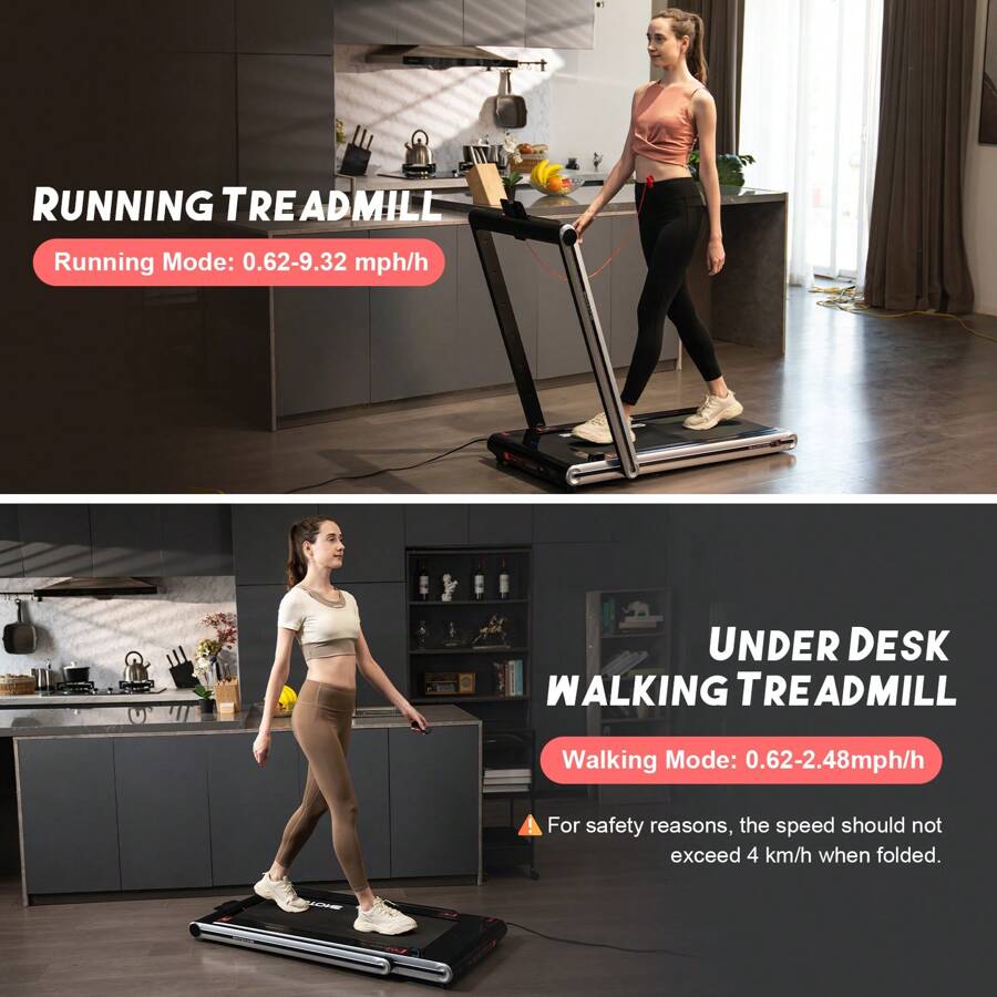 GEARSTONE Folding Treadmill, 2.0HP Under Desk Treadmill For Home,Electric Ultra Slim Portable