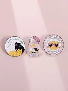 3 件可爱猫狗珐琅别针定制卡哇伊多猫家居胸针翻领徽章卡通动物珠宝礼物送给朋友 - 彩色 - 查看 3