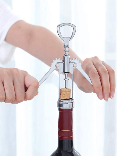 1入組多色簡約多功能鋅合金啤酒和葡萄酒開瓶器，適用於派對、酒吧、旅館、餐廳、廚房，商業和家庭使用，可開瓶、啤酒罐和易拉罐