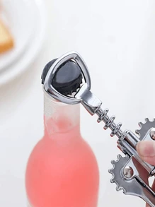 1入組多色簡約多功能鋅合金啤酒和葡萄酒開瓶器，適用於派對、酒吧、旅館、餐廳、廚房，商業和家庭使用，可開瓶、啤酒罐和易拉罐