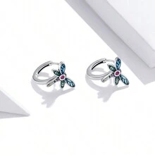 WOSTU 1pair 925 Sterling Silver Spring Fashion Earring Series Dragonfly Bird Or Butterfly Insect Animal Earrings For Women Fine Jewelry Gift