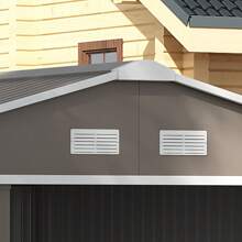 Outsunny Casetta da Giardino con Doppie Porte Scorrevoli e Tetto Inclinato, Capanno da Giardino in Acciaio e PP, 3.4x4x2 m, Grigio - Grigio Chiaro - Visualizzare 6