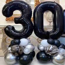 2入組數字1,1包3和0數字氣球,40英寸黑色數字氣球30,適用於30歲生日派對、聚會、30周年慶祝活動裝飾 - 黑色 - 查看 7