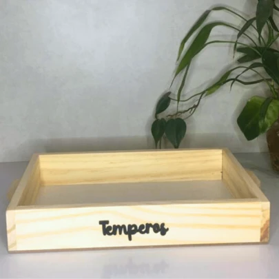 Bandeja Temperos De Madeira Pinus