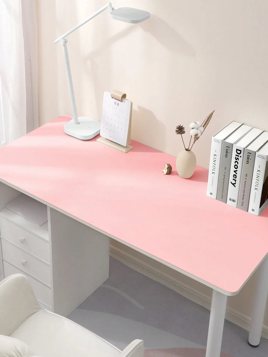 BUBM 80*40cm桌墊保護墊-雙面pu皮桌墊大鼠標墊防水桌面組織器,辦公室家居桌面裝飾遊戲書寫墊平滑無痕 - 淺粉色 - 查看 1