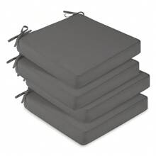 Downluxe Outdoor Chair Cushions For Patio Furniture, Waterproof Square Corner Memory Foam Patio Chair Cushion With Adjustable Ties And Portable Handle, 19" X 19" X 3" - 深灰色 - 查看 2