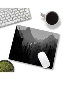 1pc Black And White Forest Pattern Anti-Slip Mouse Pad For Gaming And Office, 4 Sizes Available - White - View 3