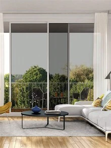 1 Roll Window Film One Way Mirror Film Daytime Privacy Static Non-Adhesive Decorative Heat Control Anti UV Window Tint For Home And Office Black Silver - Black - View 3