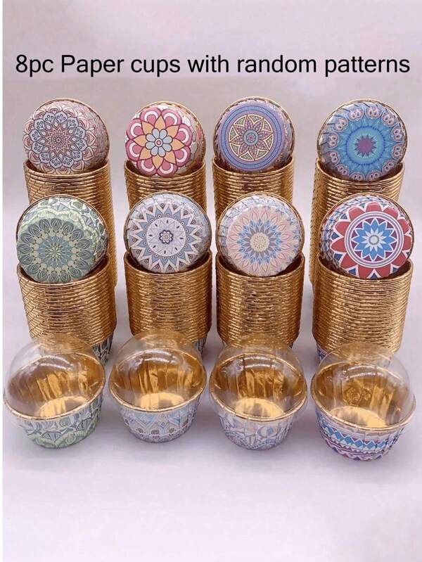 50 Peças, Cupcakes Boho Com Tampa, Copos De Muffin Descartáveis Com Tampa, Forros De Cupcake Glossy Resistentes Ao Calor, Moldes De Muffin De Estilo Boêmio, Ferramentas De Cozinha, Copos De Borda Ondulada Para Bolo, Suporte De Bolos, Forrinho Para Cupcake Para Festas De Casamento E Aniversário