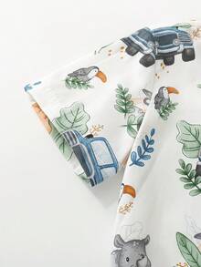 少年卡通印花短袖襯衫 - 彩色 - 查看 4