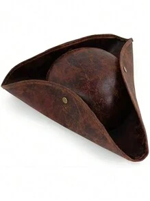 Sombrero tricornio de los piratas del Caribe de color marrón para decoraciones de fiesta con tema de pirata, sombrero de vaquero - Marrón - Ver 3