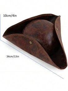 Sombrero tricornio de los piratas del Caribe de color marrón para decoraciones de fiesta con tema de pirata, sombrero de vaquero - Marrón - Ver 7