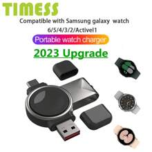 TIMESS 2 合 1 便攜式無線充電器適用於三星 Galaxy Watch 6/5Pro/5/4/3 Active 1 2 充電 40/42/44/46 毫米三星手錶電源適配器 - 黑色 - 查看 2