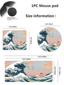 1pc Anti-Slip Gaming/Working Mouse Pad With Butterfly, Letter, Sun, Phoenix, Abstract And Wave Patterns, 4 Sizes Available - Yellow - View 2