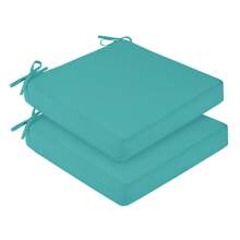 Downluxe Outdoor Chair Cushions For Patio Furniture, Waterproof Square Corner Memory Foam Patio Chair Cushion With Adjustable Ties And Portable Handle, 19" X 19" X 3" - 青色 - 查看 1